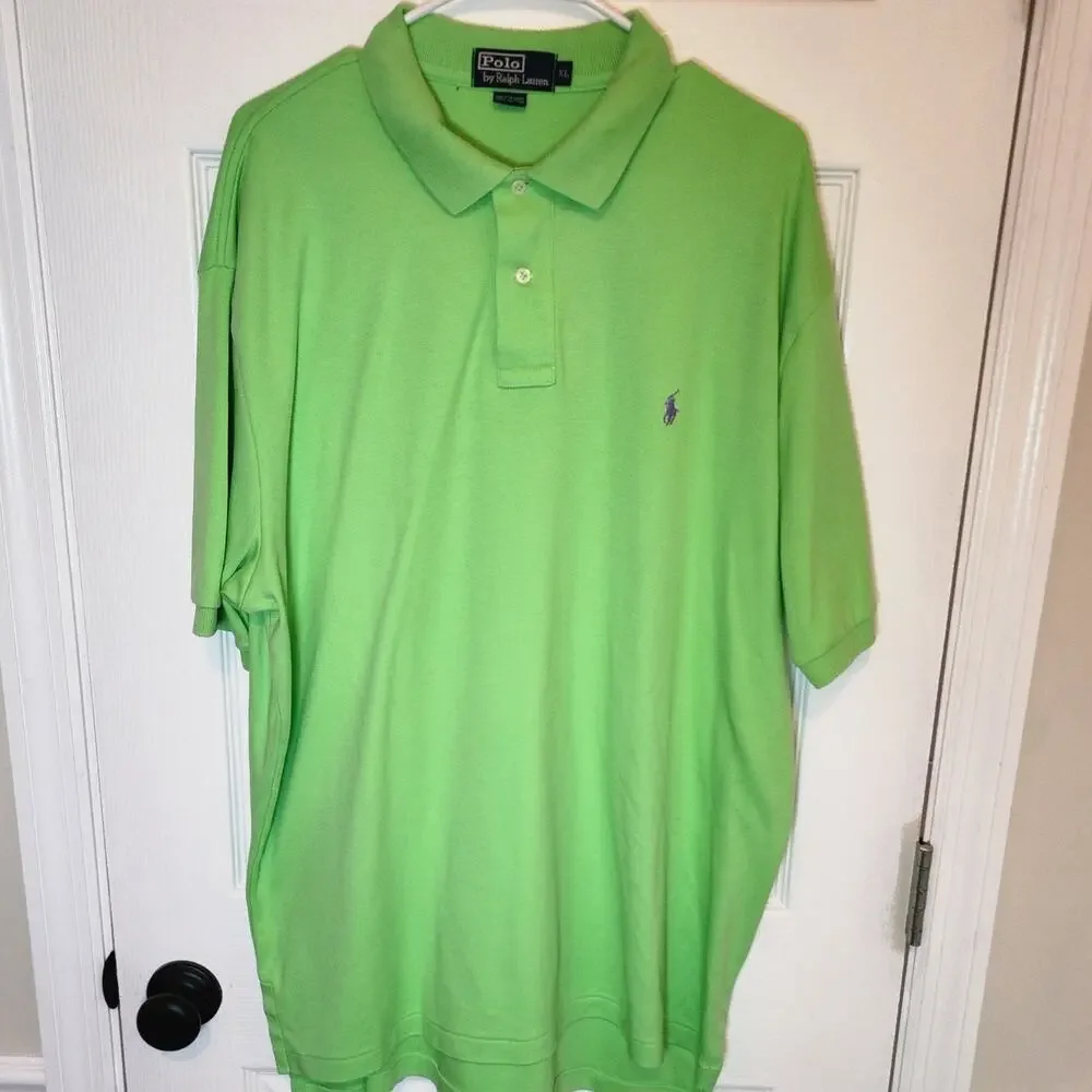Polo by Ralph Lauren Men's XL Lime Green Short-Sleeved Polo Shirt Pony Logo
